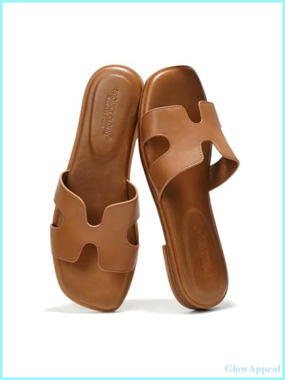 Genuine Leather Slip-On Sandals for Women, Memory Foam Insole, Flat Sandals